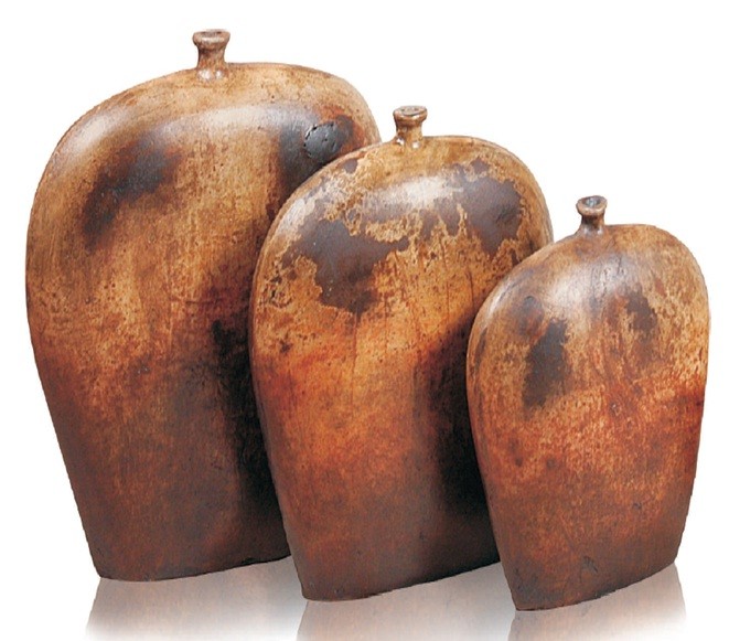 Handmade Decorative Ceramics Mexican Clay Set Of 3 Amphora Pots