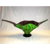 Handmade Blown Glass Amarella 2 Peaks Bowl in Green Finish