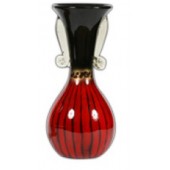 Handmade Blown Glass Hourglass in Red and Black finish 