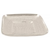 Handmade Decorative Aluminum (Mexican Pewter) Crocodile Skin Square Container with Bright Silver finish 